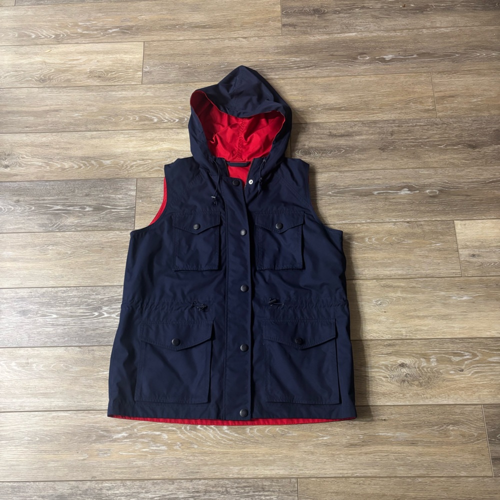 Lauren Ralph Lauren Reversible Vest Women’s L Navy Red Fisherman Preppy *Read*